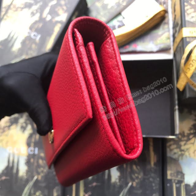 Gucci包 古馳新款錢包 Gucci翻蓋女錢包 牛皮系列 410100 pvc棕皮  gdj1187